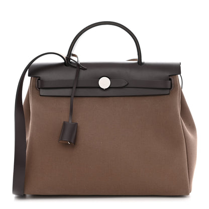 Hermes Vache Hunter Toile Herbag Zip Retourne 31 PM Etoupe Ebene 3 of 11