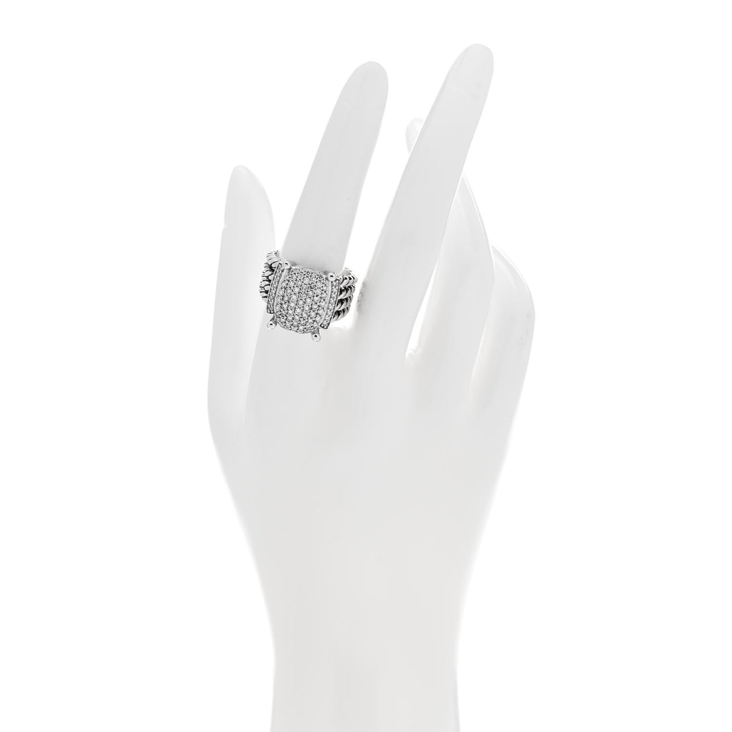 Sterling Silver Diamond 16mm Wheaton Ring 57 8