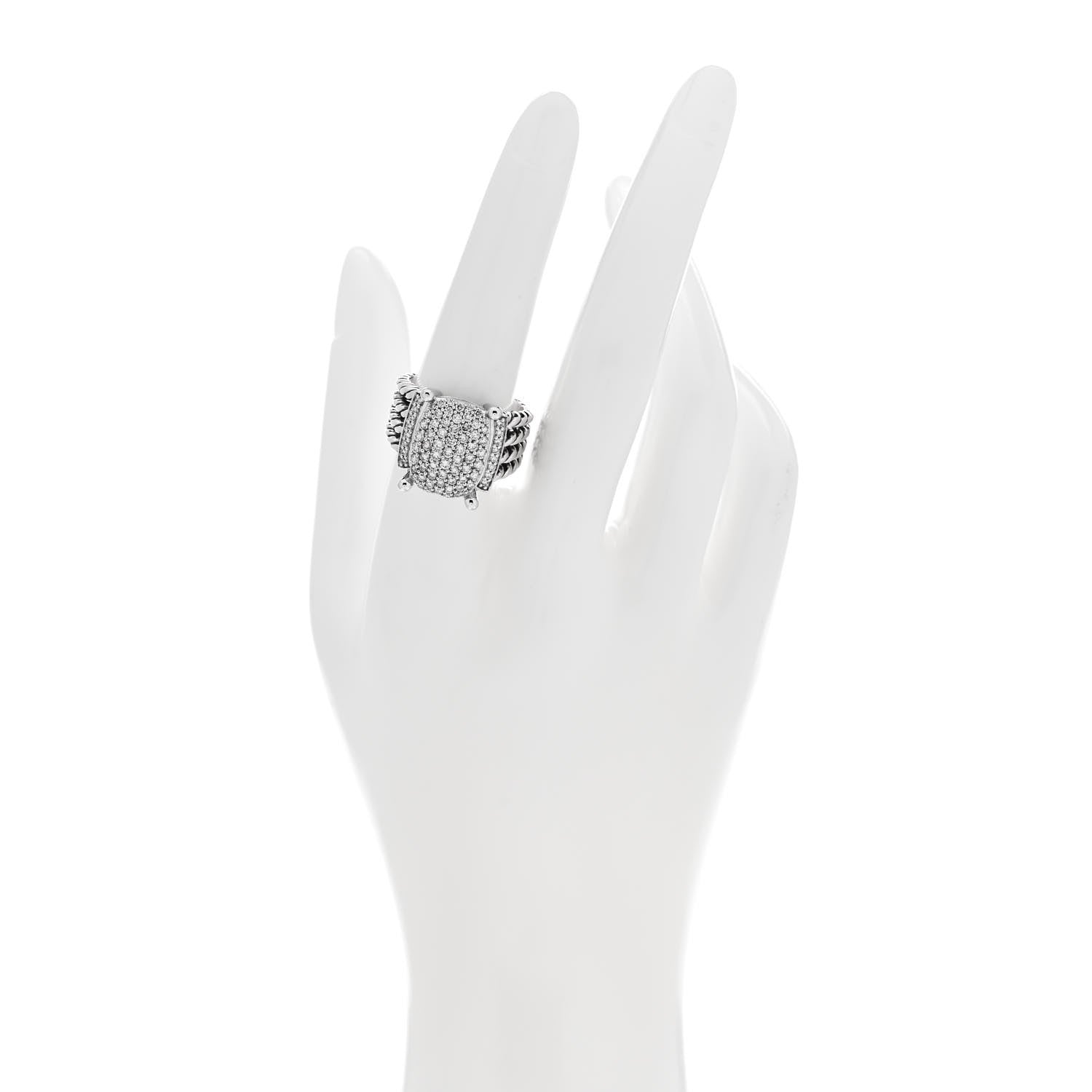 David Yurman Sterling Silver Diamond 16mm Wheaton Ring 57 8 2 of 6