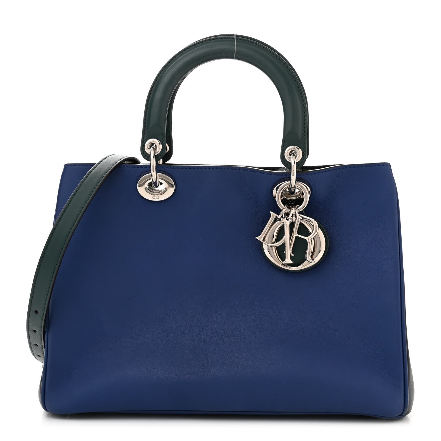 Christian Dior Smooth Calfskin Medium Tri-Color Diorissimo Bag Navy Green 1 of 9