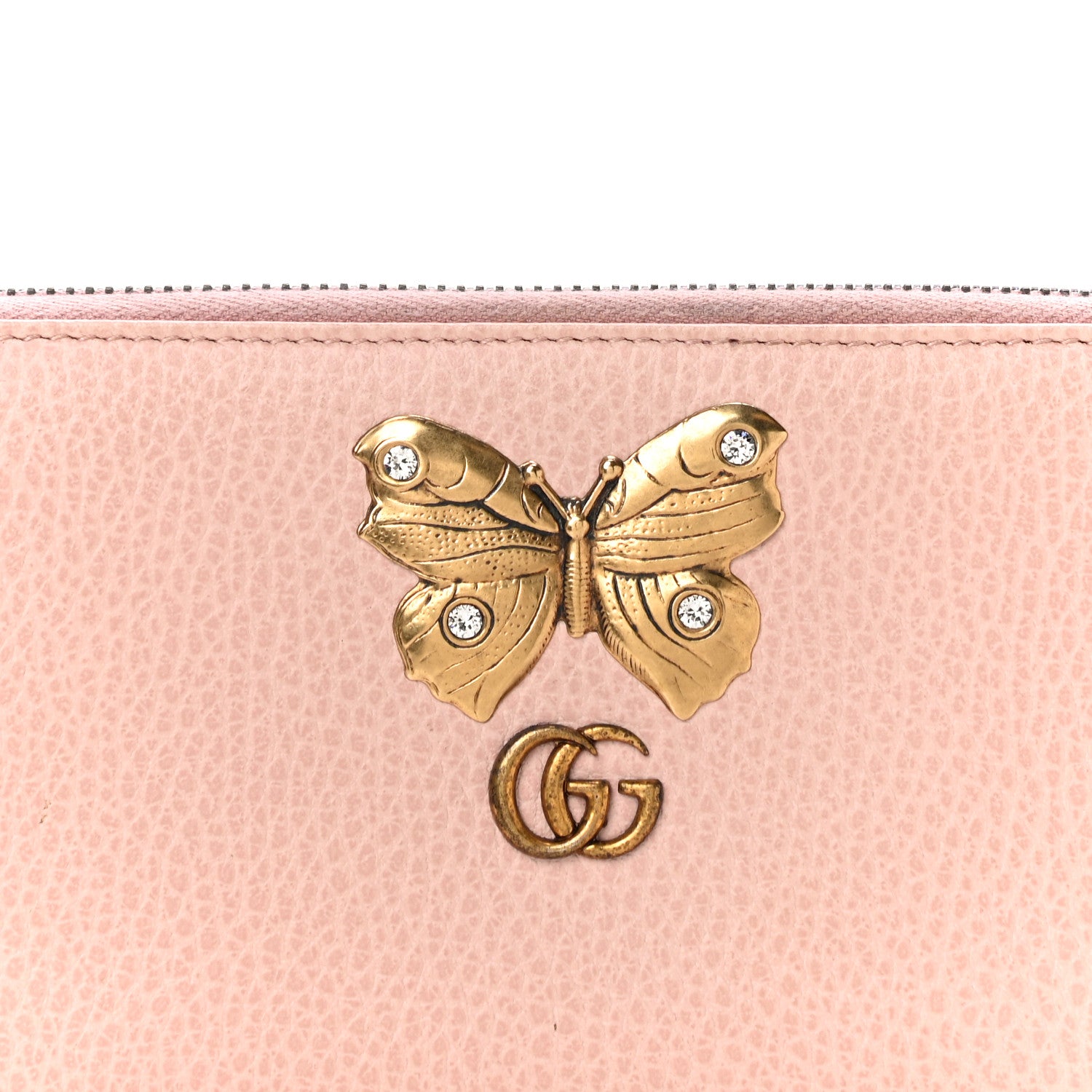 Gucci Calfskin Butterfly Farfalla Zip Around Wallet Perfect Pink 7 of 13