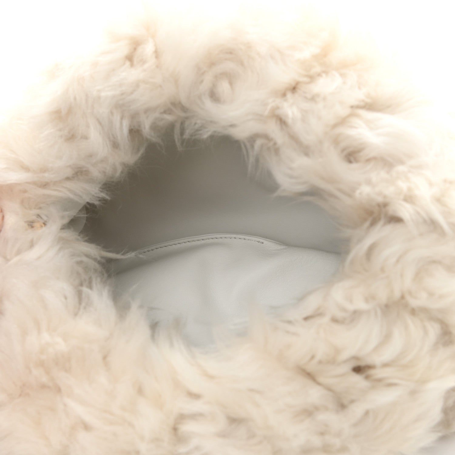 Bottega Veneta Shearling Lambskin The Pouch Chain White 5 of 9