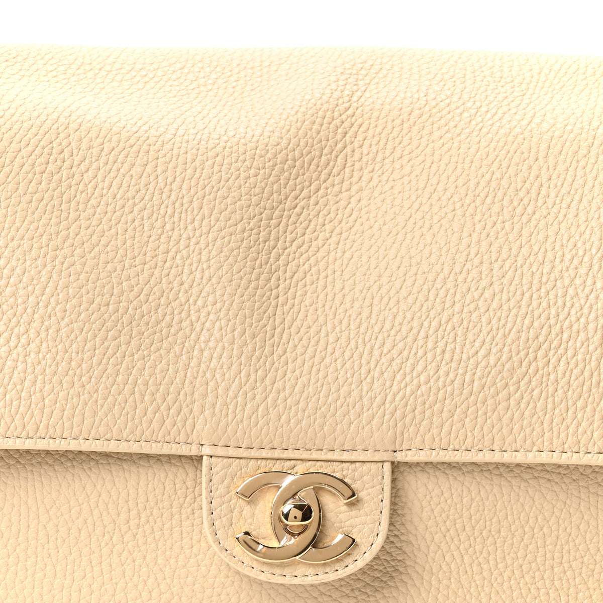 Grained Calfskin Small Souplissimo Maxi Flap Beige