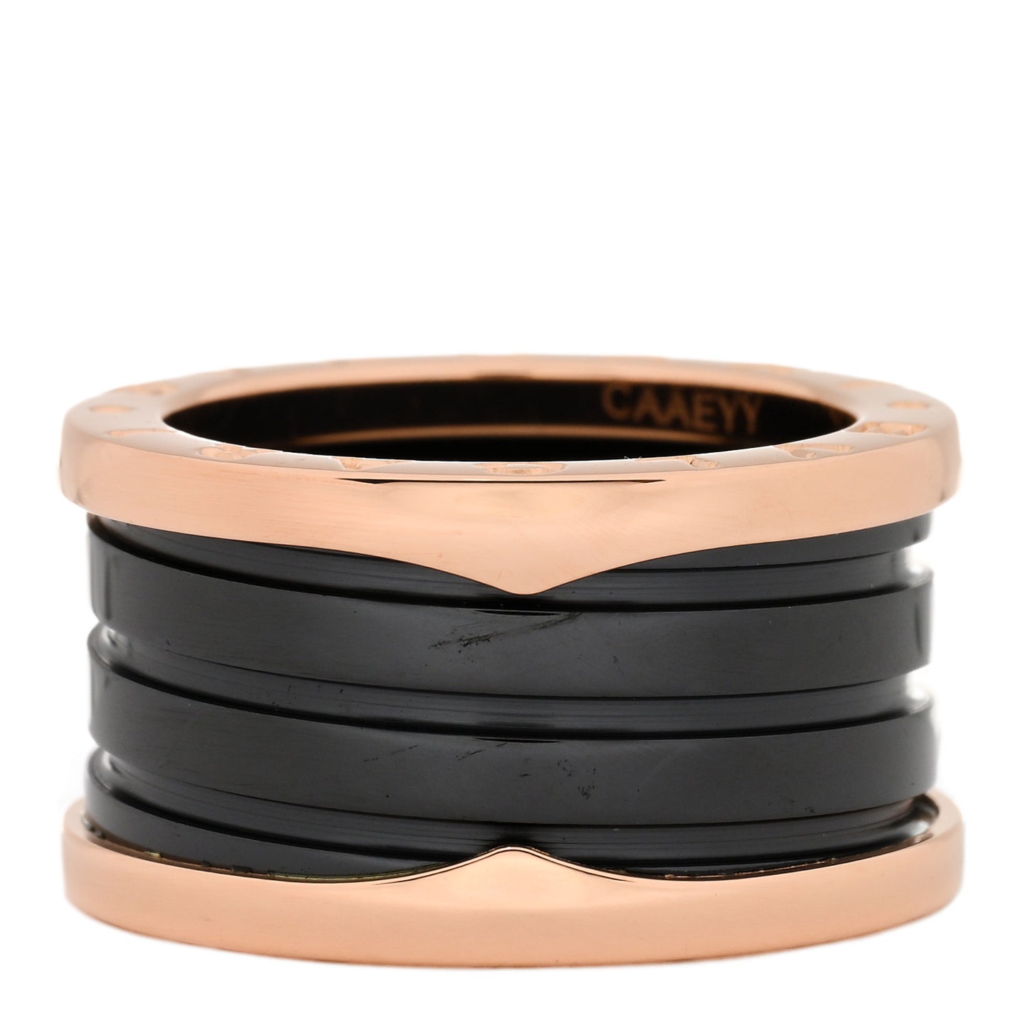 18K Rose Gold Black Ceramic B.Zero1 Four-Band Ring 53 6.25