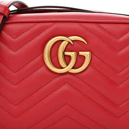 Gucci Calfskin Matelasse Small GG Marmont Chain Shoulder Bag Hibiscus Red 8 of 10