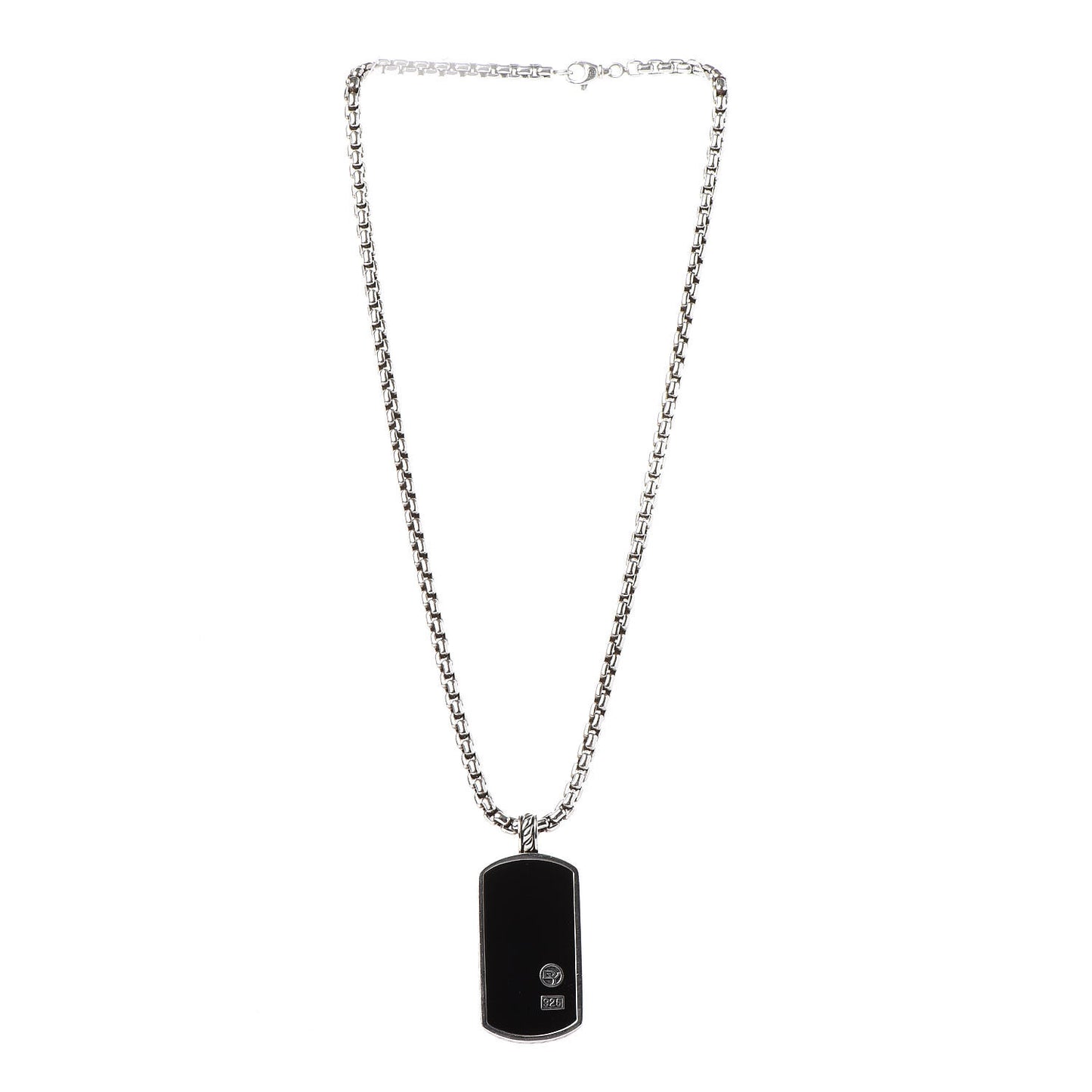 Sterling Silver Black Onyx Dog Tag Necklace
