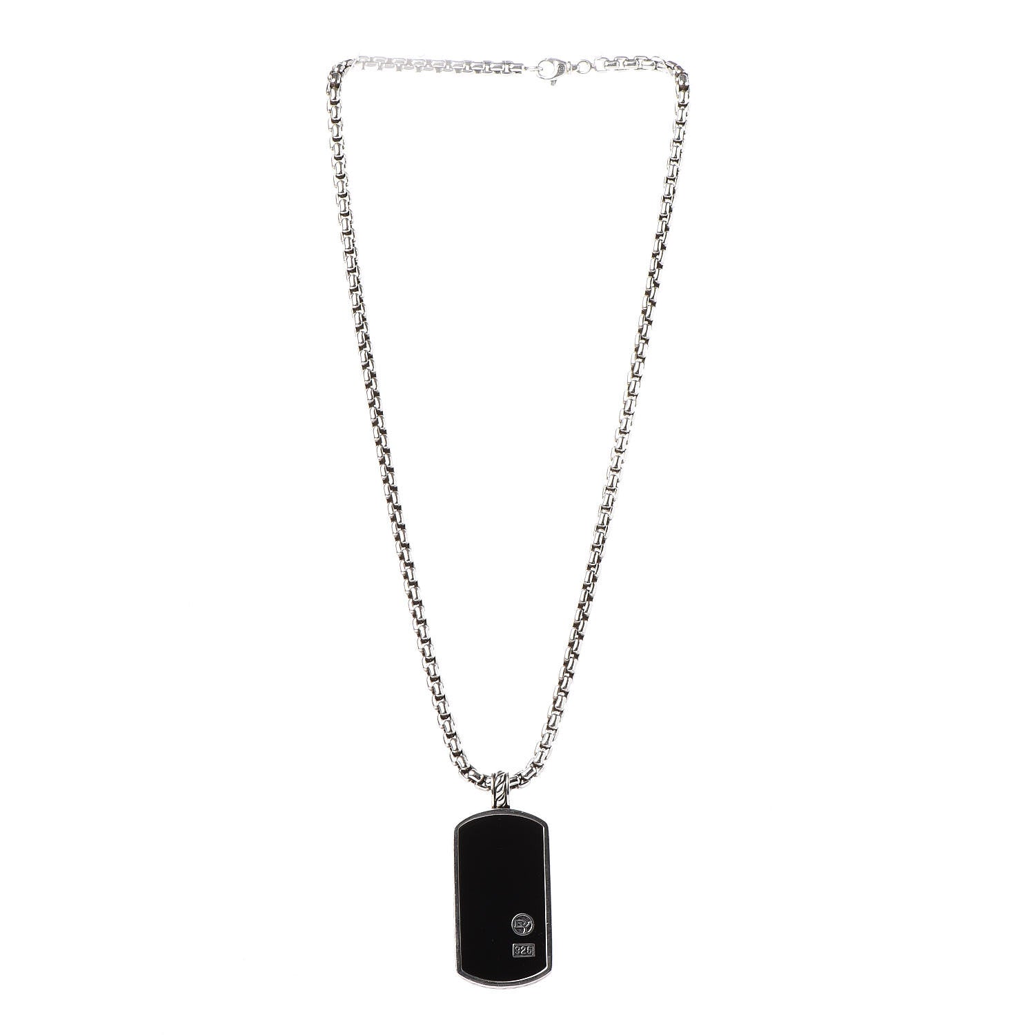 David Yurman Sterling Silver Black Onyx Dog Tag Necklace 2 of 6