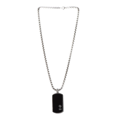 David Yurman Sterling Silver Black Onyx Dog Tag Necklace 2 of 6