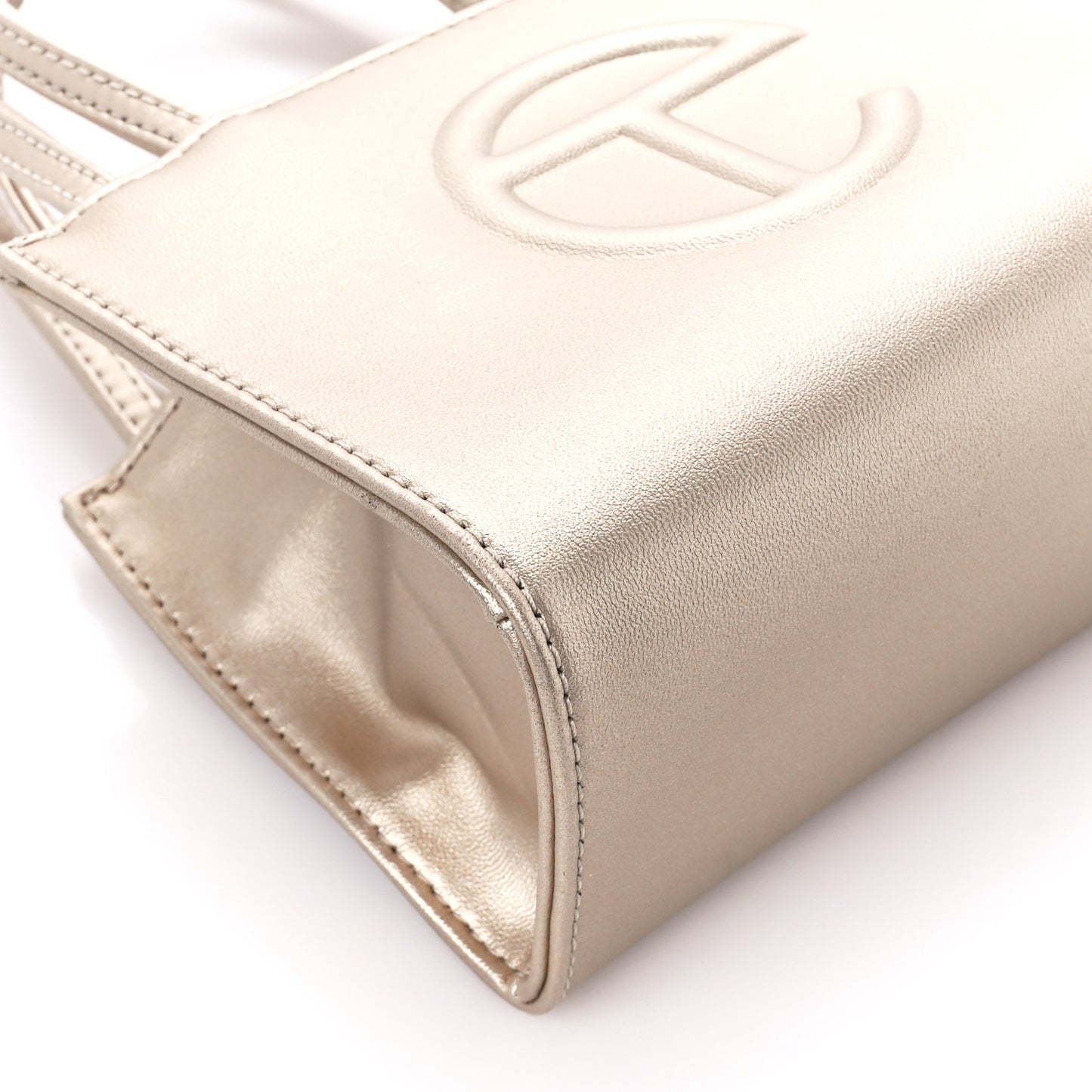 Metallic Vegan Leather Small Shopping Bag Gold