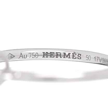 Hermes 18K White Gold Diamond Gambade Ring 50 5.25 5 of 6