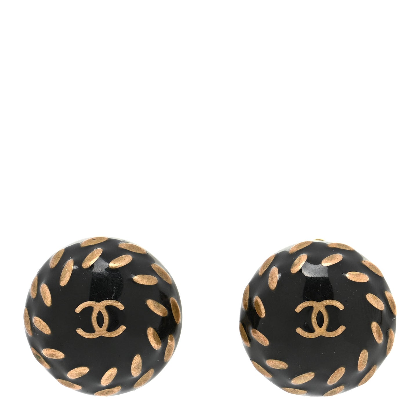 Resin CC Clip On Earrings Black Gold