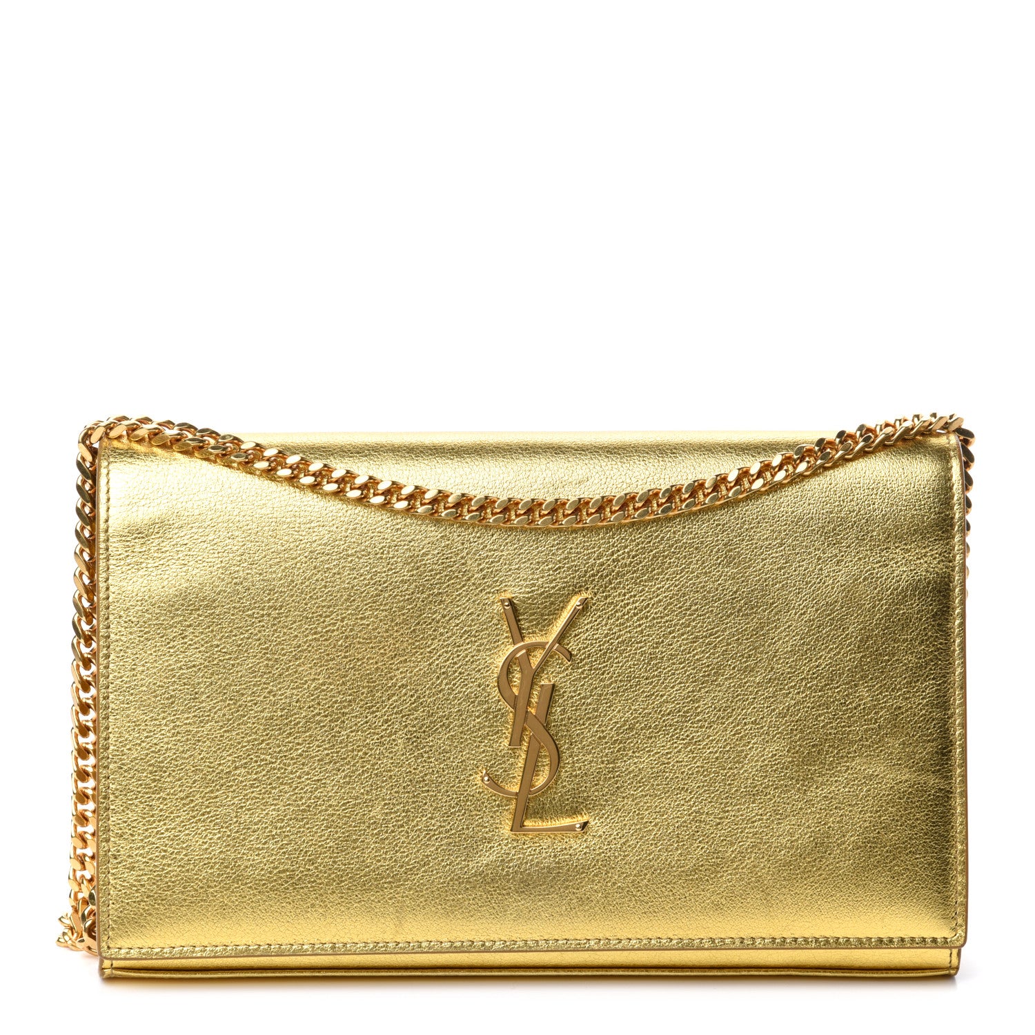 Saint Laurent Metallic Calfskin Monogram Chain Wallet Gold 1 of 10