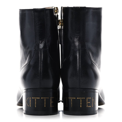 Gucci Goatskin Kitten Chain Horsebit Ankle Boots 40 Black 5 of 10