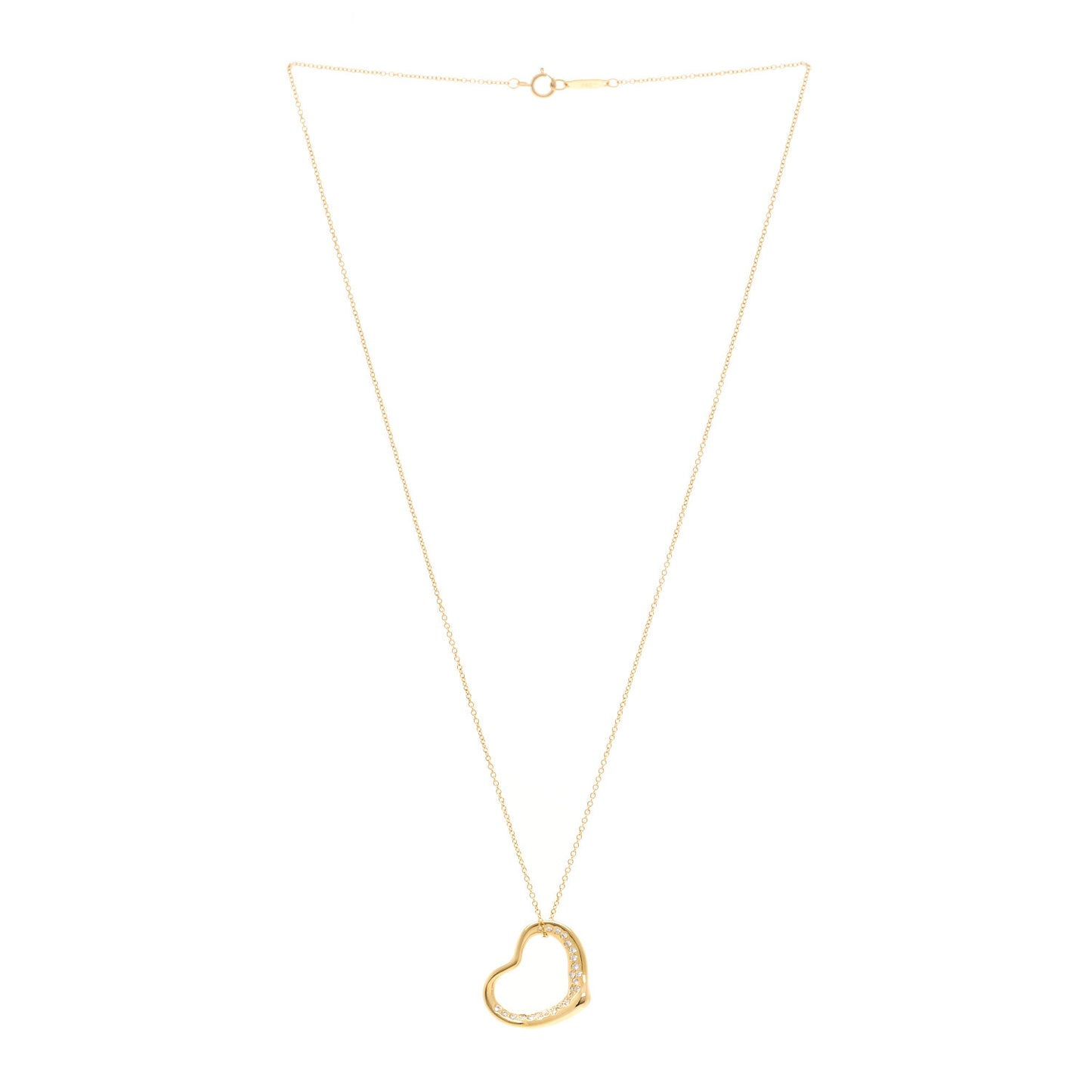 18K Yellow Gold Diamond Elsa Peretti Open Heart Necklace