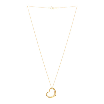 Tiffany 18K Yellow Gold Diamond Elsa Peretti Open Heart Necklace 3 of 6