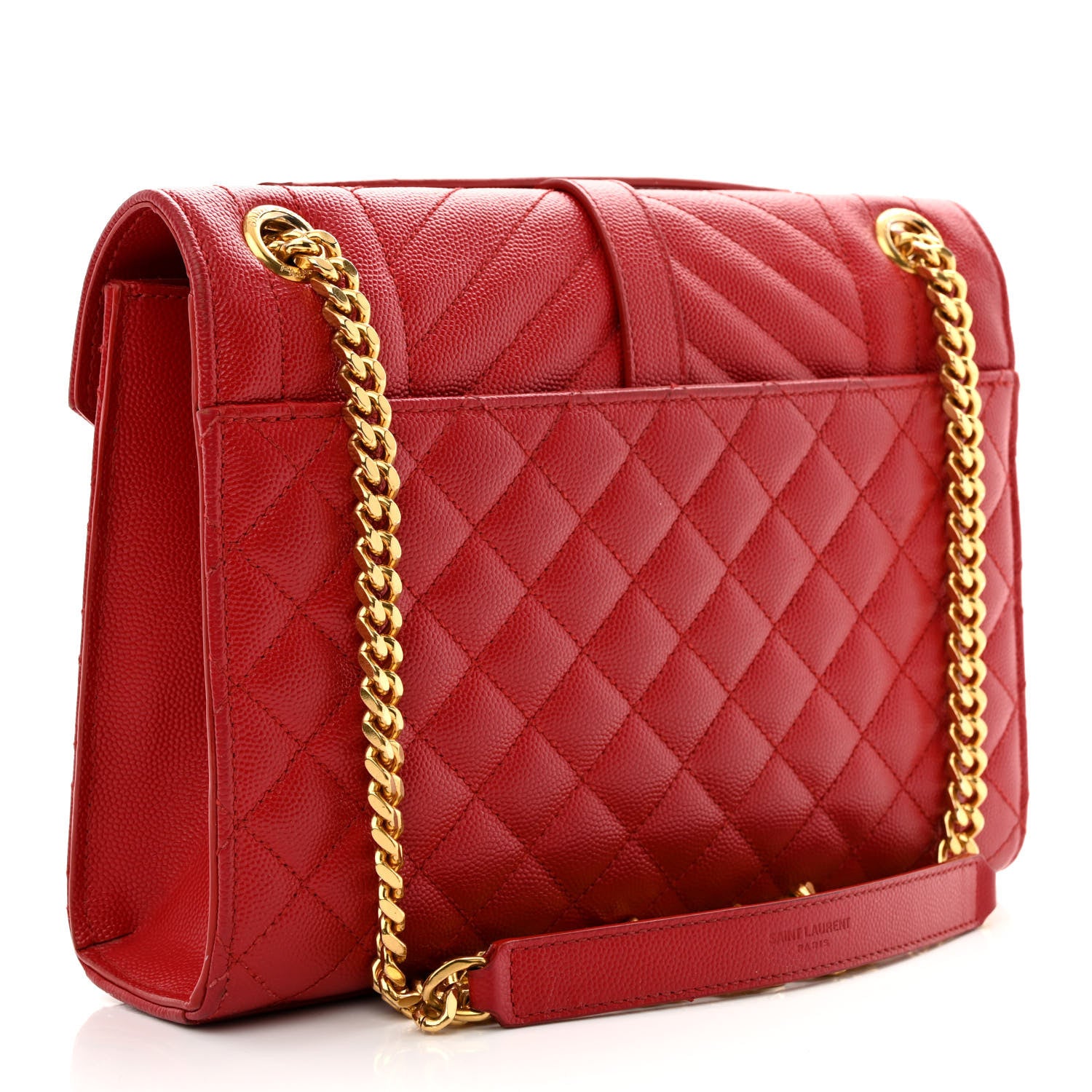 Saint Laurent Grain De Poudre Textured Mixed Matelasse Triquilt Medium Monogram Satchel New Red 3 of 18