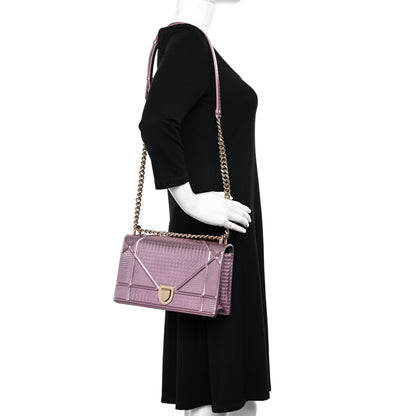 Christian Dior Metallic Patent Micro-Cannage Medium Diorama Flap Bag Pink 2 of 12