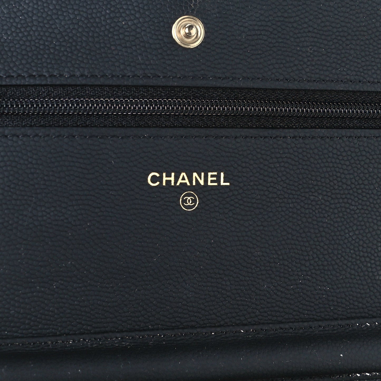 Caviar Chevron Quilted Wallet On Chain WOC Black