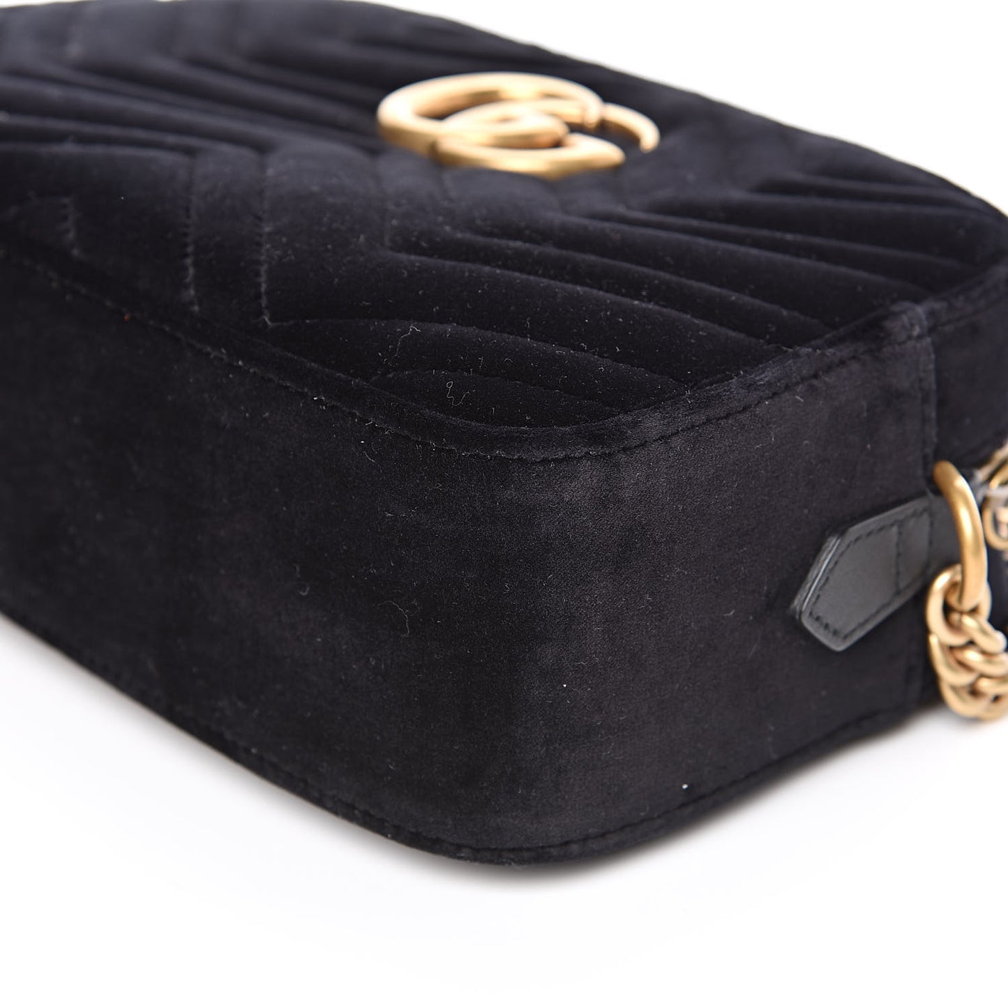 Velvet Matelasse Small GG Marmont Chain Shoulder Bag Black