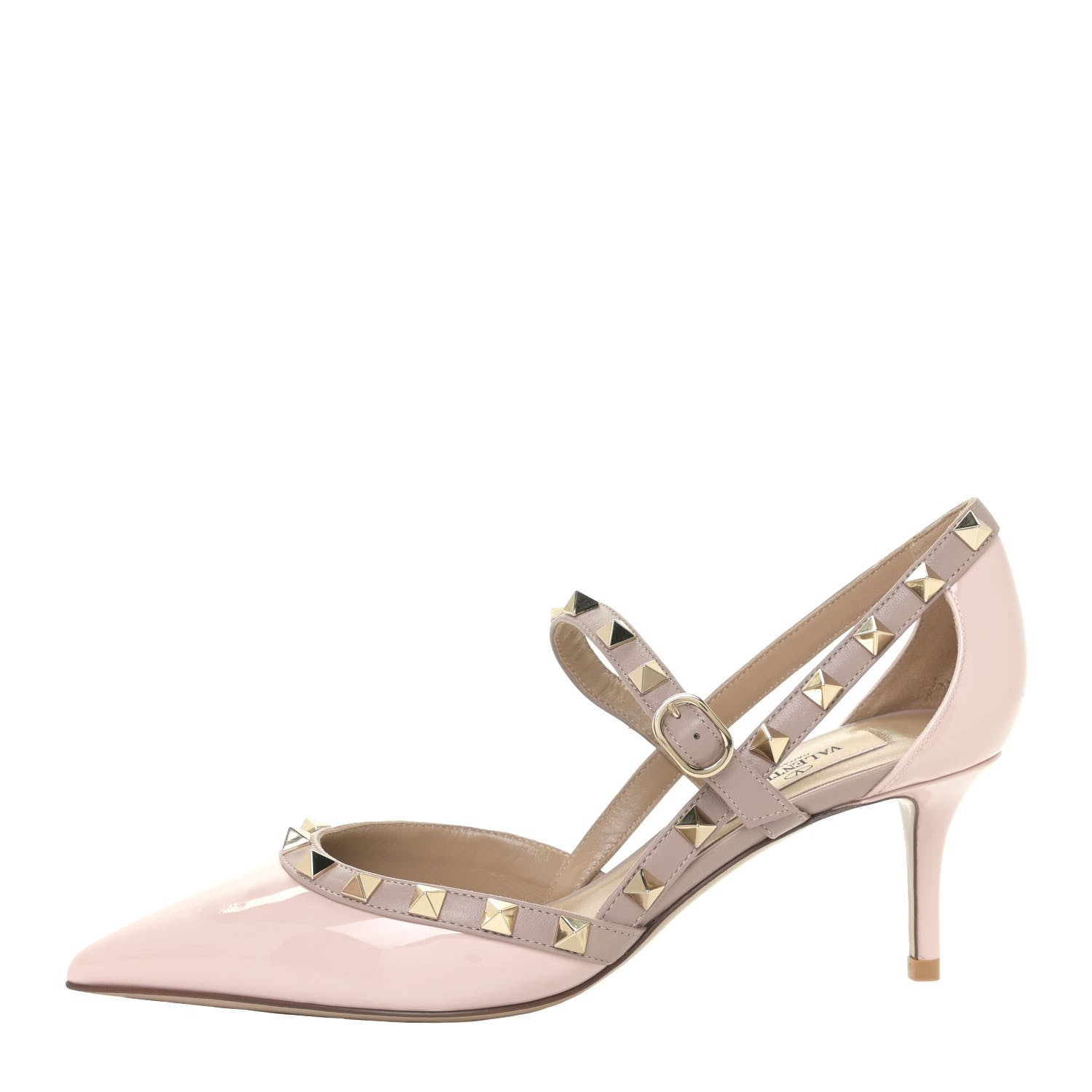 Valentino Garavani Patent Rockstud Cross Strap 65mm Pumps 36 Rose Quartz Poudre 1 of 13
