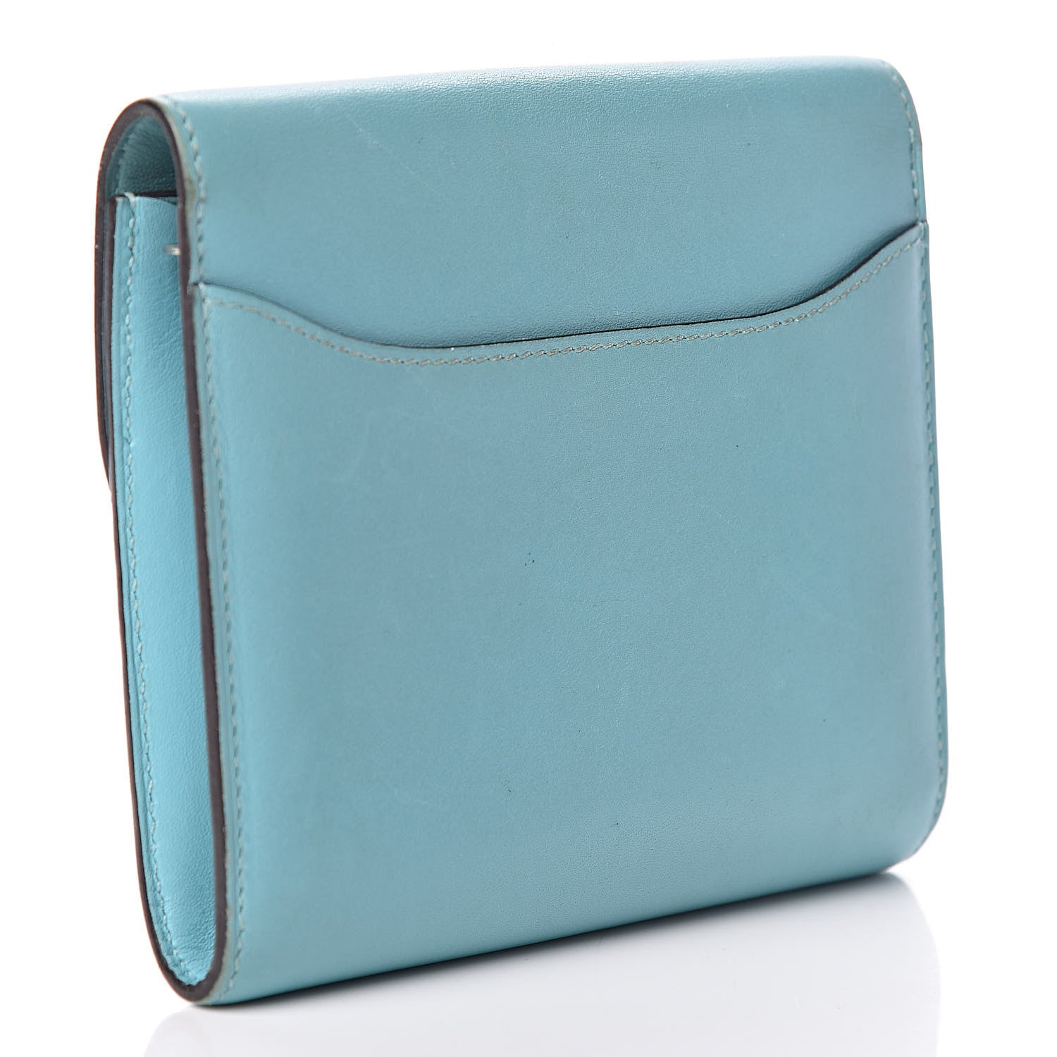 Hermes Tadelakt Lizard Constance Short Wallet Bleu Atoll Ficelle 3 of 11
