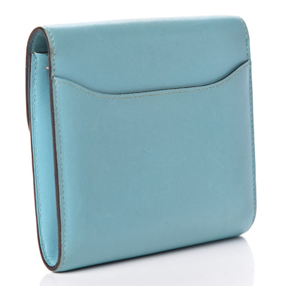 Hermes Tadelakt Lizard Constance Short Wallet Bleu Atoll Ficelle 3 of 11