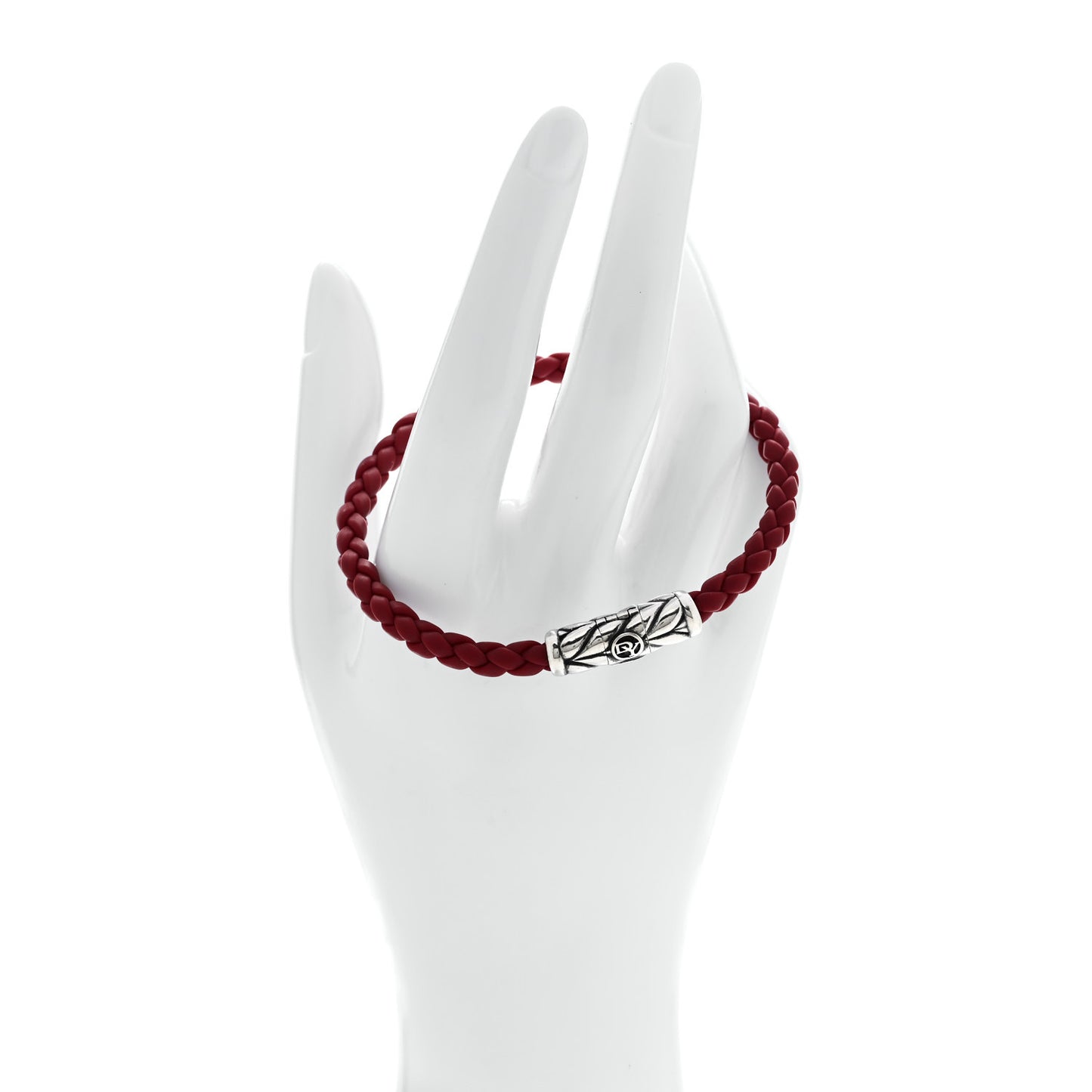 Sterling Silver Rubber Chevron Bracelet Red