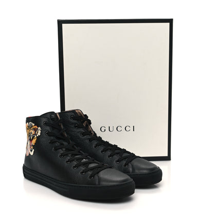 Gucci Calfskin Tiger Embroidered Mens High Top Sneakers 11 Black 9 of 9