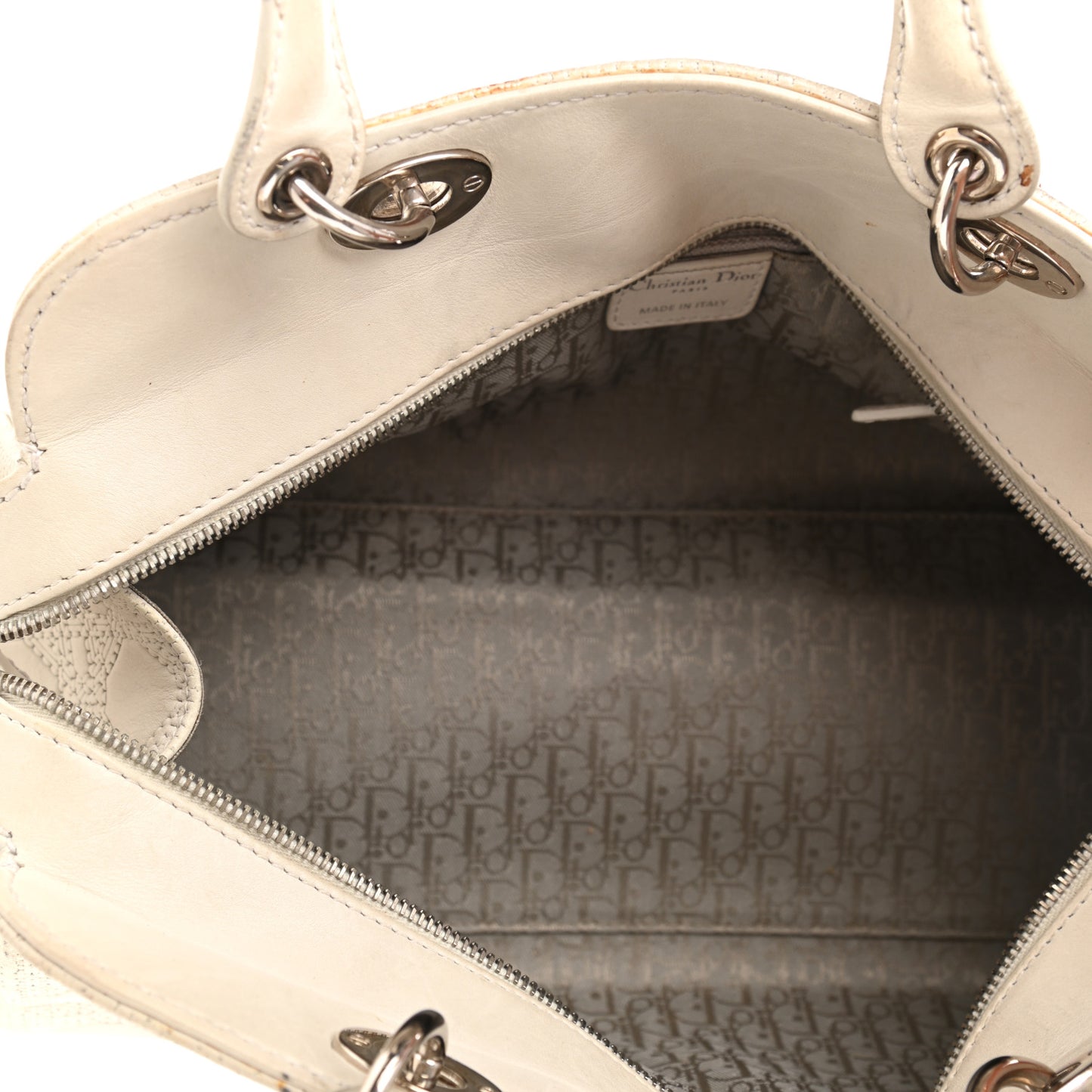 Lambskin Cannage Soft Lady Dior Satchel White