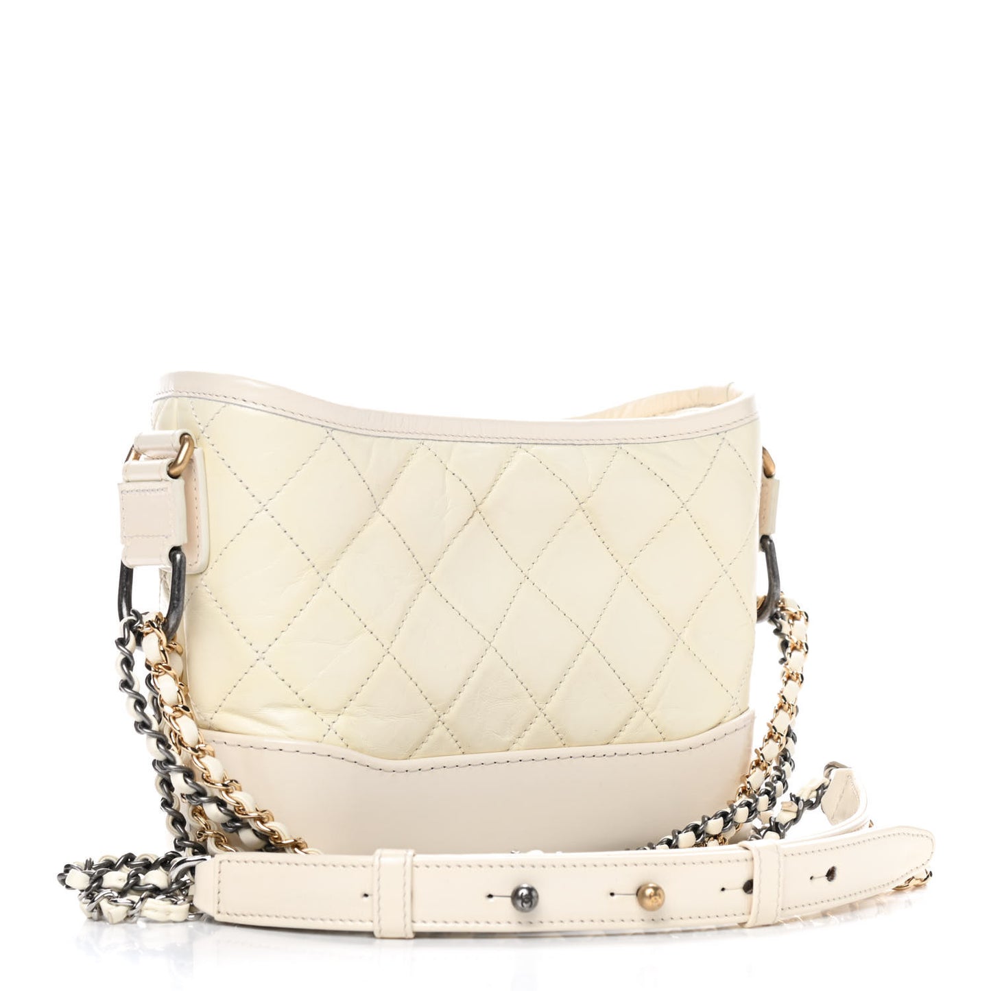 Aged Calfskin Quilted Small Gabrielle Hobo White