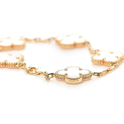 Van Cleef & Arpels 18K Yellow Gold Mother of Pearl 5 Motifs Vintage Alhambra Bracelet 5 of 8