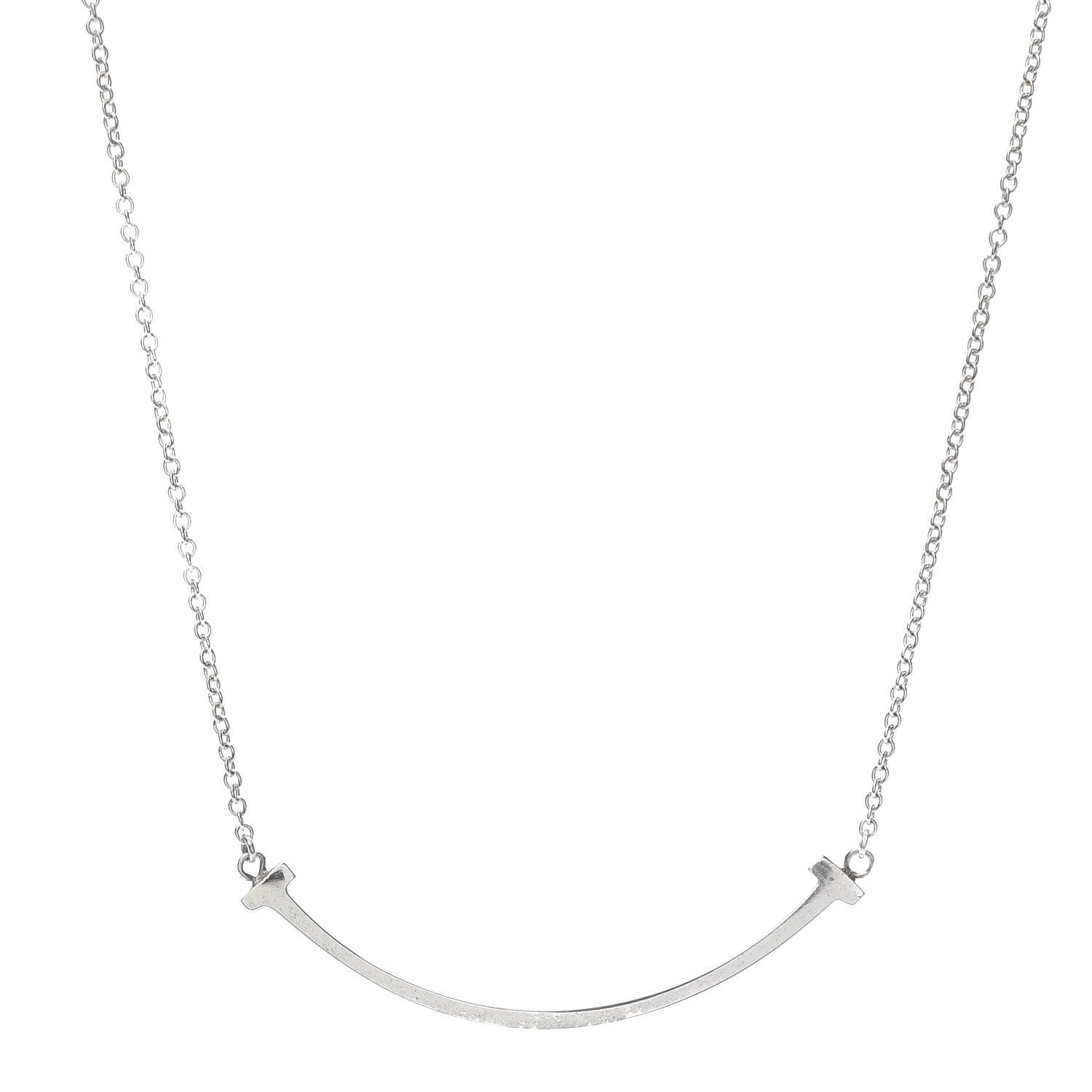 Tiffany Sterling Silver Small T Smile Pendant Necklace 1 of 6