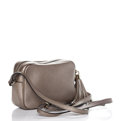 Gucci Metallic Pebbled Calfskin Small Soho Disco Bag Golden Beige 3 of 9