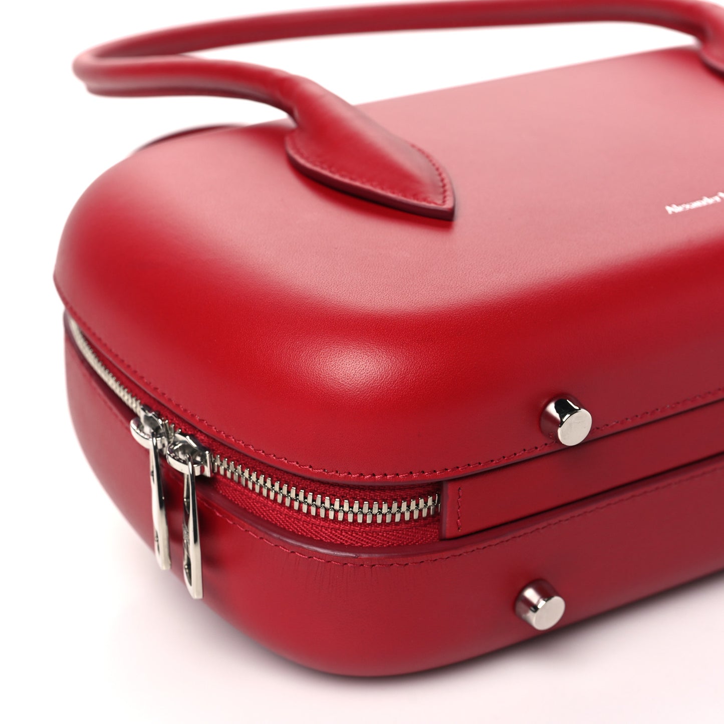 Calfskin Reverse Top Handle Clutch Red