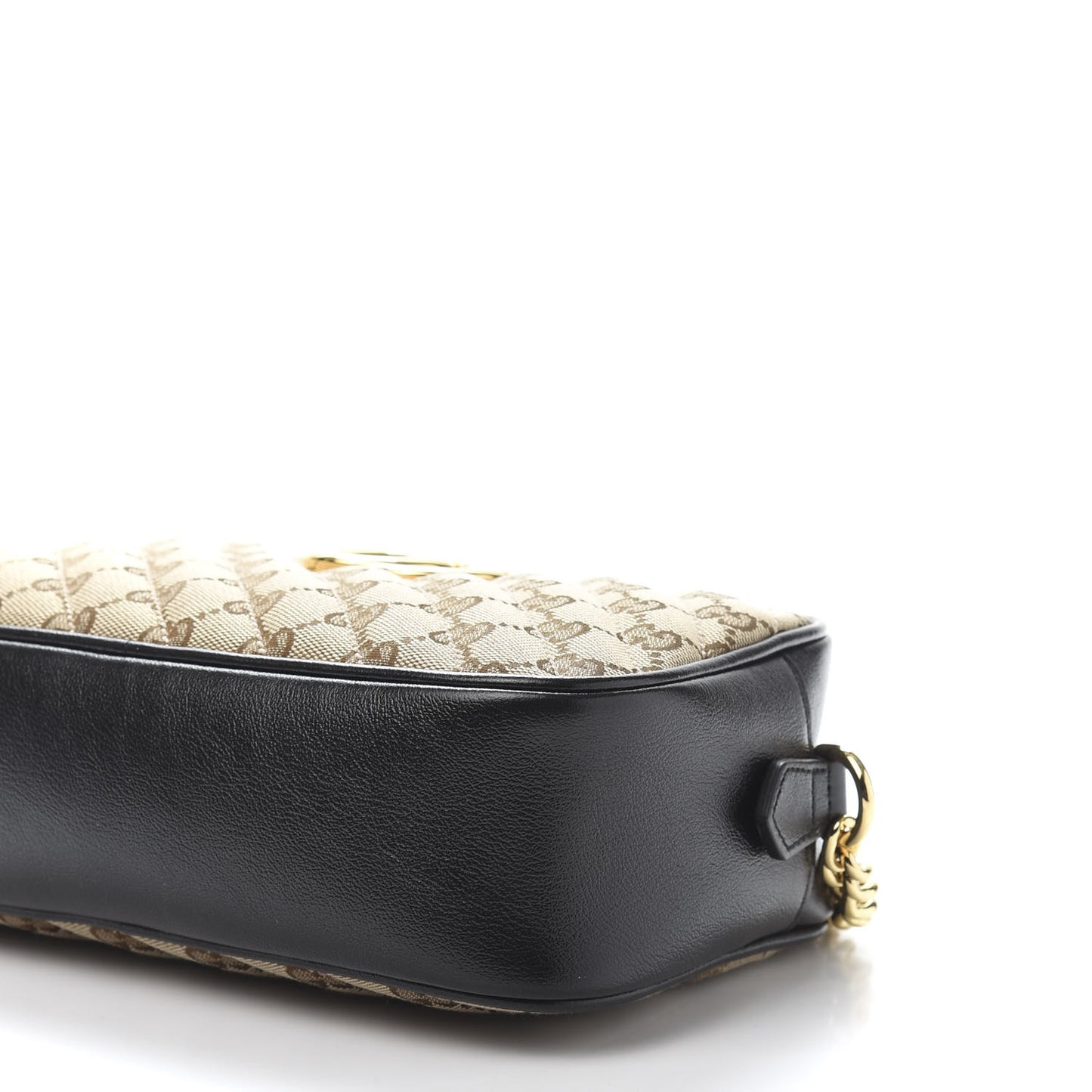 Monogram Matelasse Diagonal Small GG Marmont Chain Shoulder Bag Beige Black