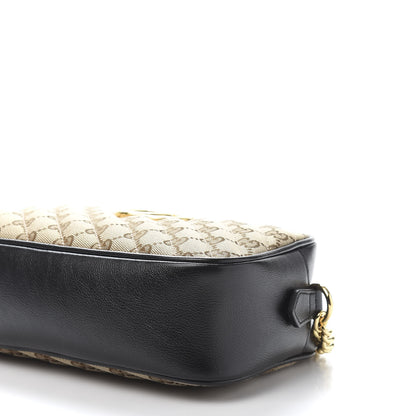 Gucci Monogram Matelasse Diagonal Small GG Marmont Chain Shoulder Bag Beige Black 10 of 12