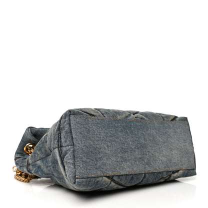 Saint Laurent Denim Quilted Small Loulou Puffer Monogram Chain Satchel Blue Cinnamon 4 of 10