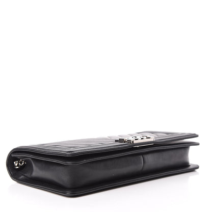 Chanel Calfskin Chevron Quilted Boy Convertible Clutch Flap Black 4 of 21