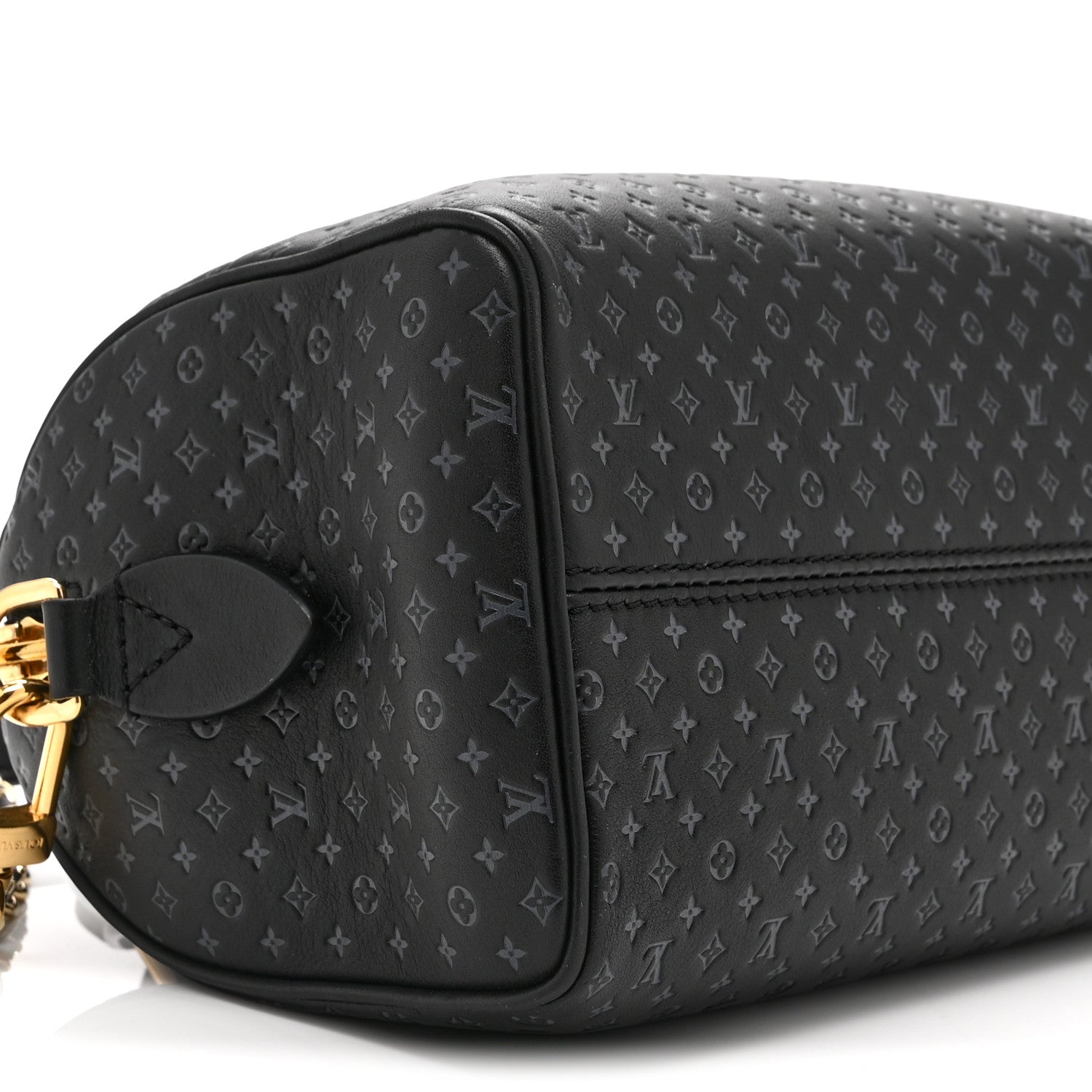Louis Vuitton Calfskin Nanogram Embossed Speedy 20 Black 8 of 9