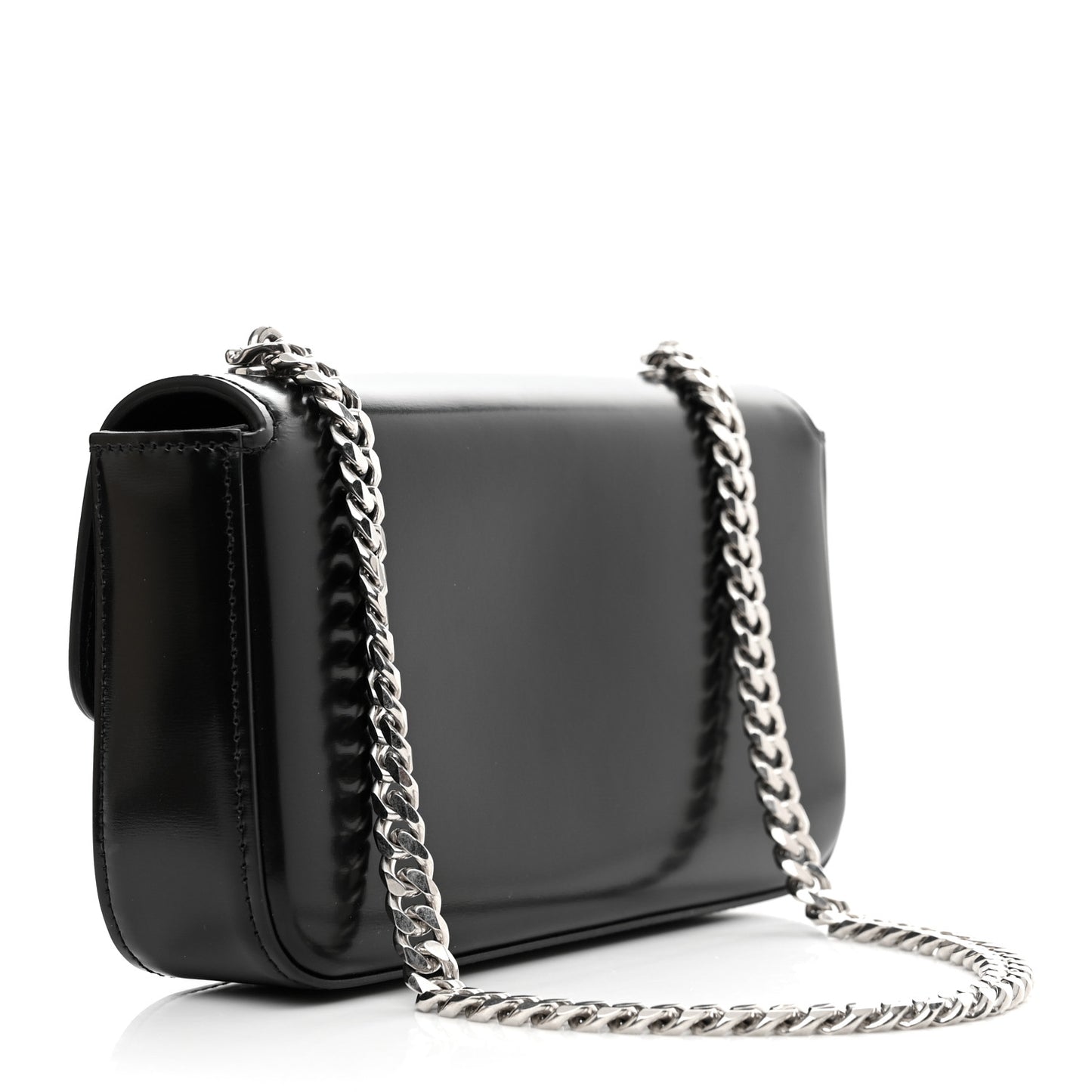 Shiny Calfskin Triomphe Chain Shoulder Bag Black