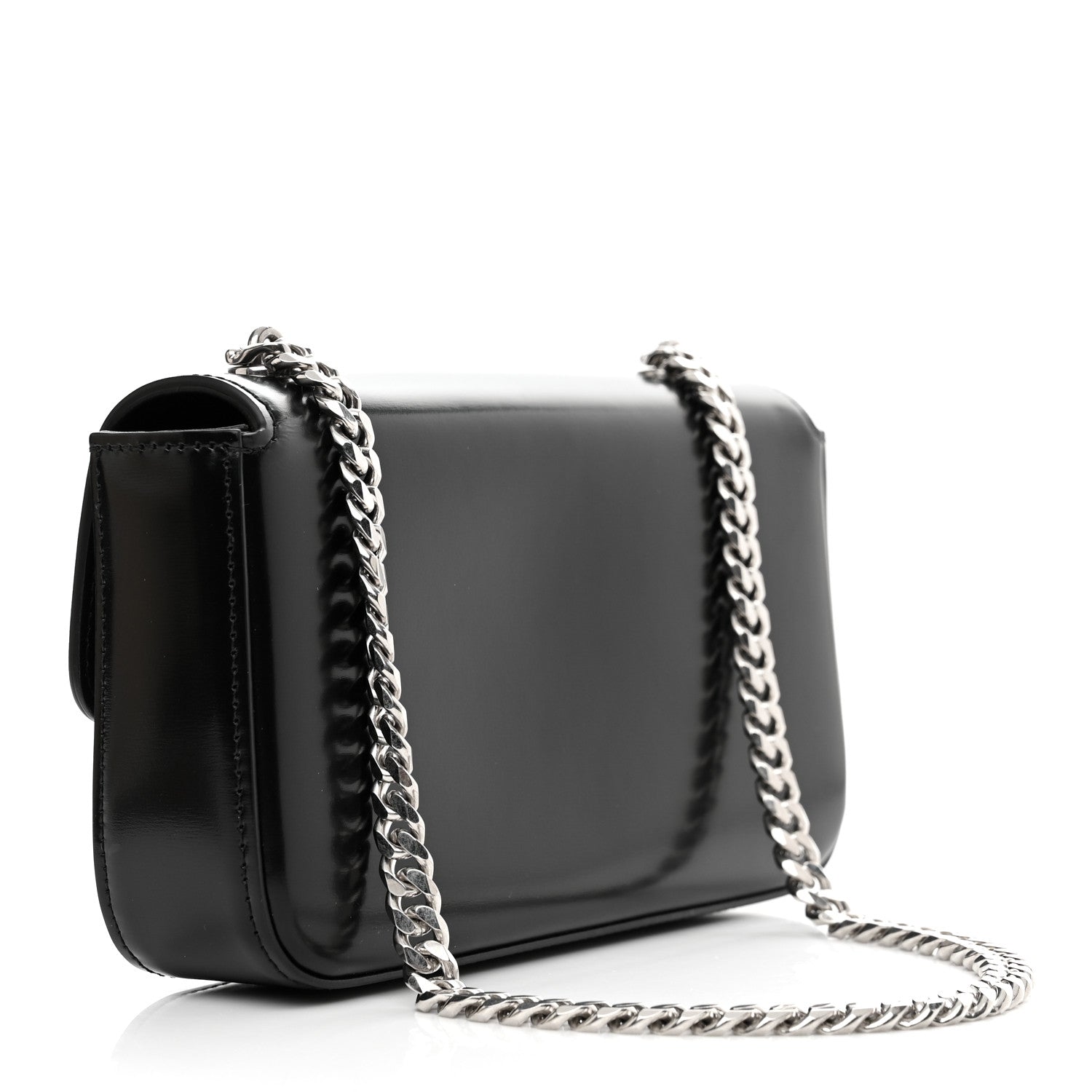 Celine Shiny Calfskin Triomphe Chain Shoulder Bag Black 3 of 10