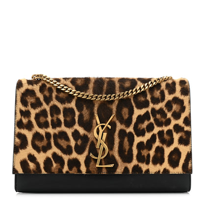 Saint Laurent Pony Hair Calfskin Leopard Print Medium Classic Monogram Kate Satchel Black 1 of 12