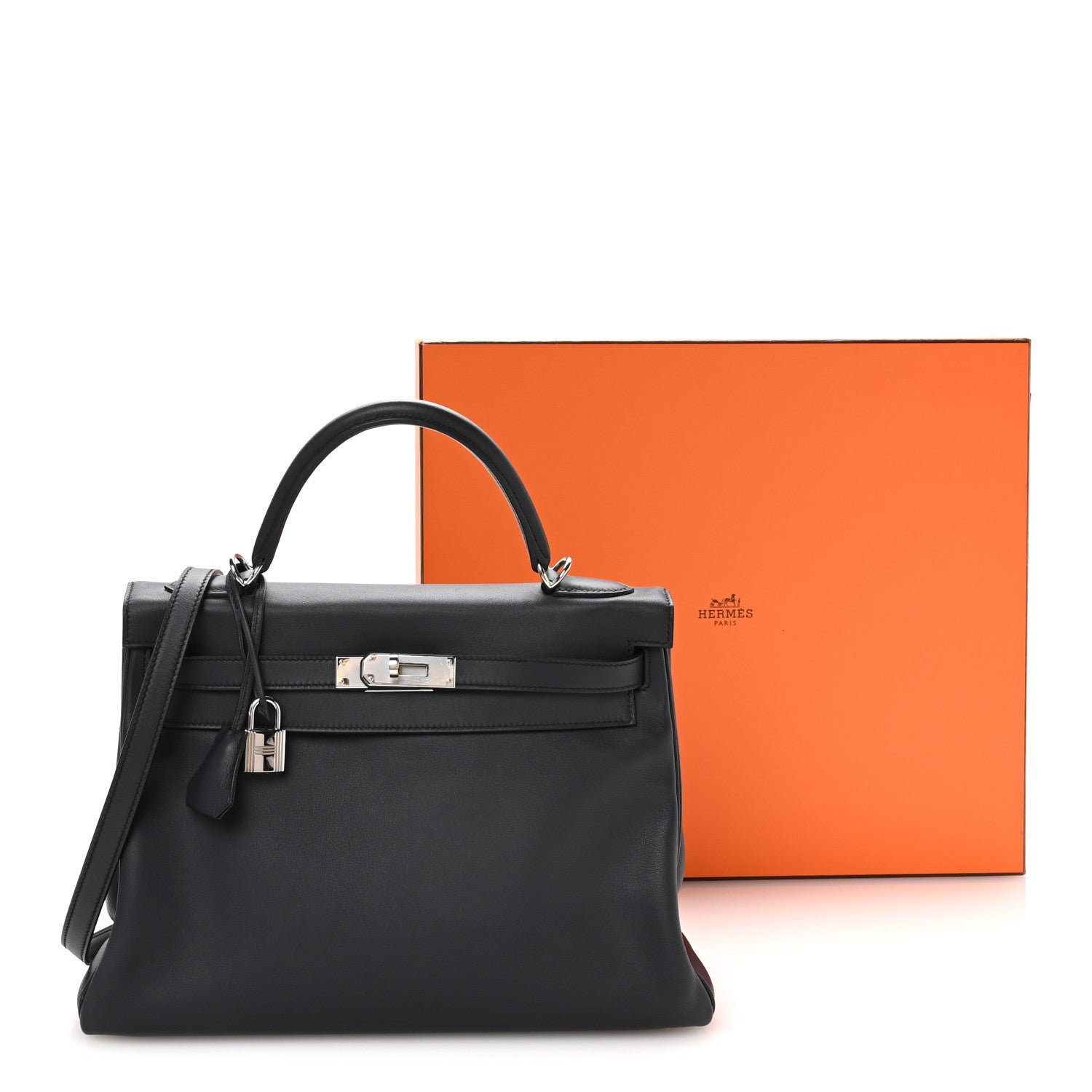 Hermes Swift Horseshoe Kelly Retourne 32 Bleu Obscur 1839765