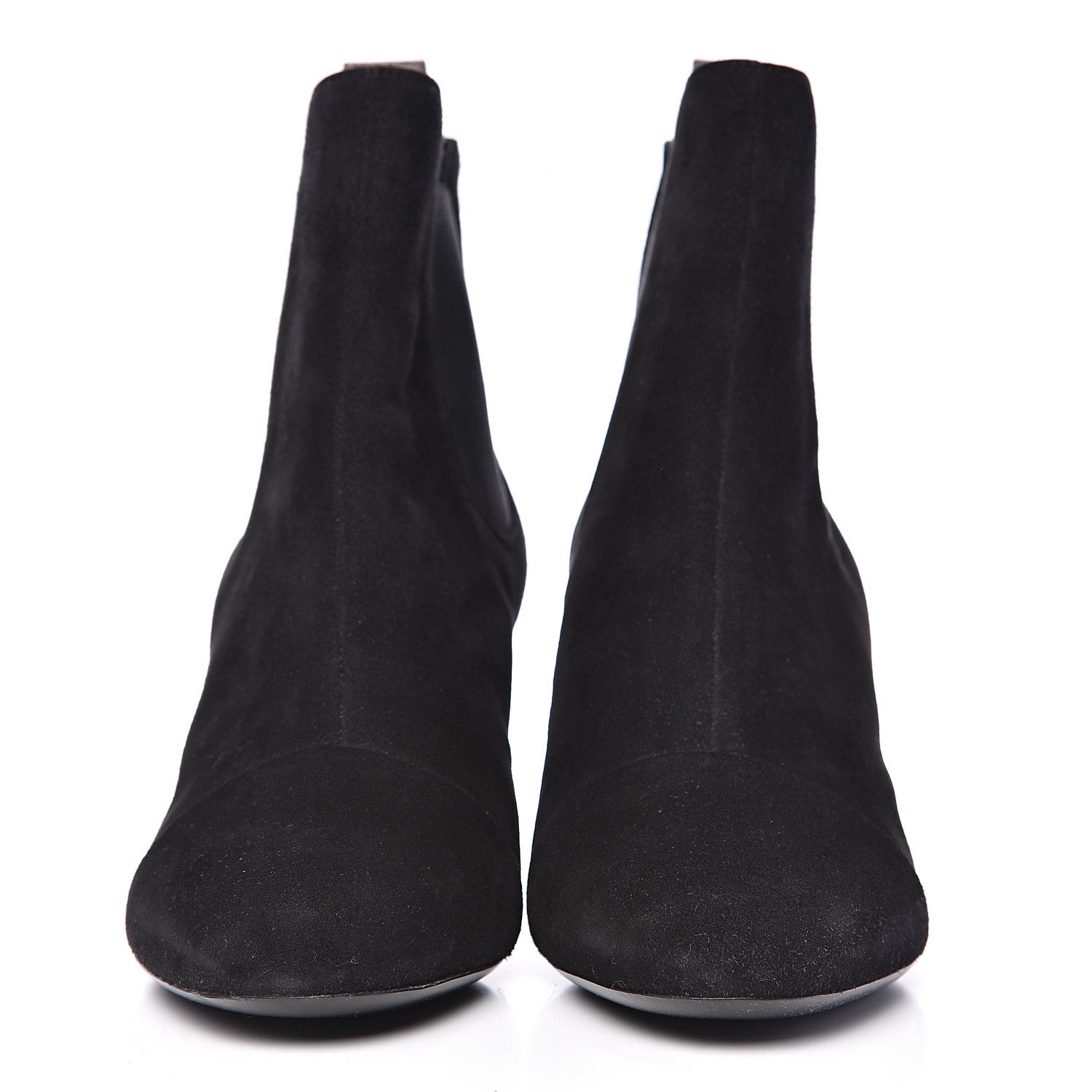 Louis Vuitton Suede Monogram Uniformes Cap Toe Chelsea 75mm Ankle Boots 37.5 Black 2 of 8