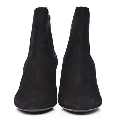 Louis Vuitton Suede Monogram Uniformes Cap Toe Chelsea 75mm Ankle Boots 37.5 Black 2 of 8