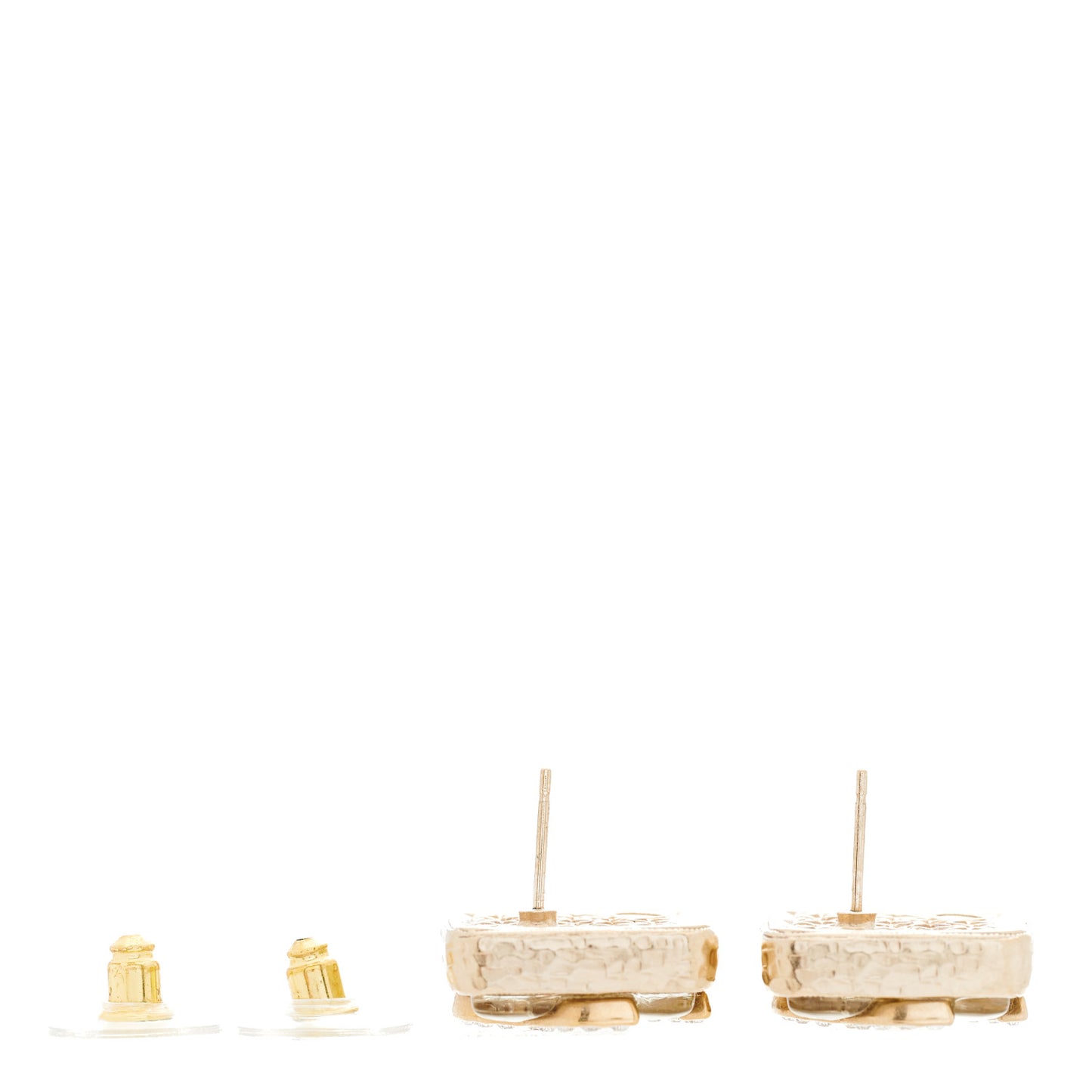 Pearl Crystal CC Square Earrings Gold
