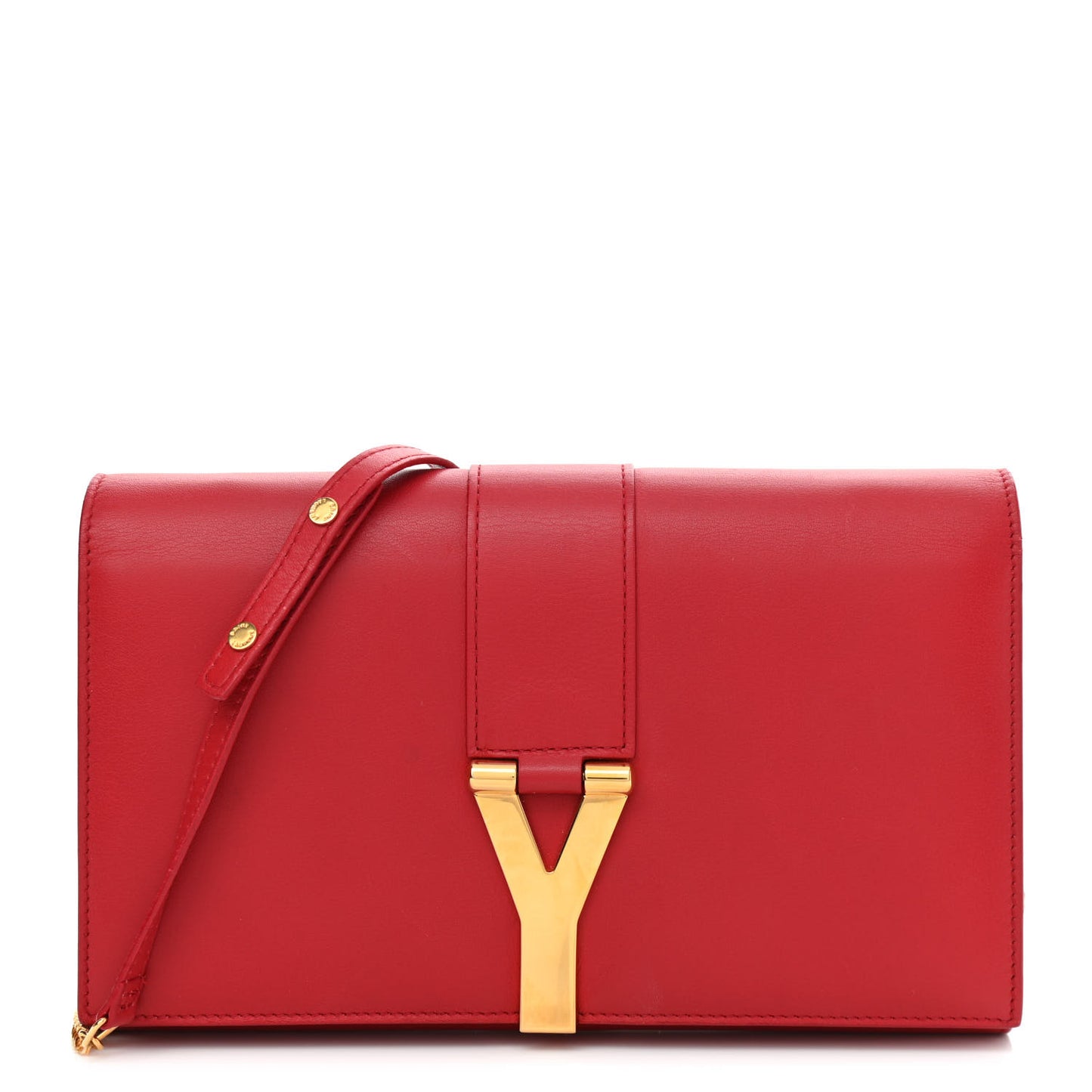Calfskin Classic Y Ligne Chain Wallet Vermillion