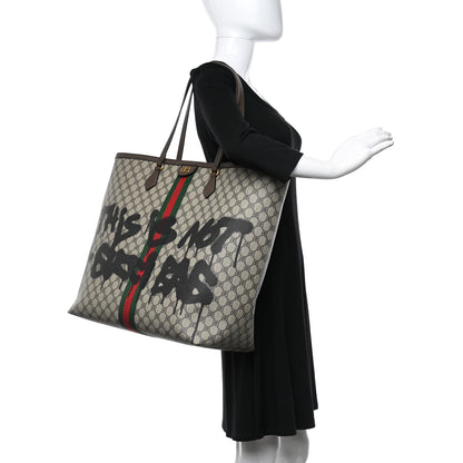 Gucci X BALENCIAGA BB Supreme Monogram Web Graffiti Large Ophidia Shopping Tote Beige New Acero 2 of 10