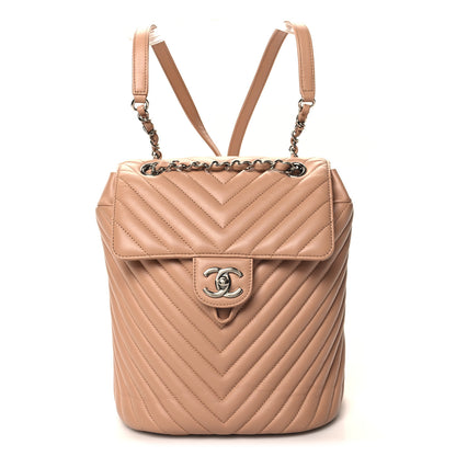 Chanel Calfskin Chevron Quilted Small Urban Spirit Backpack Beige 1 of 10