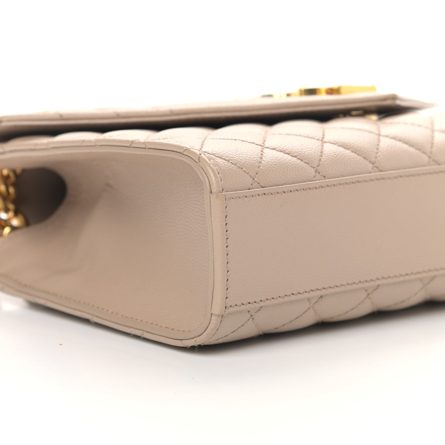Grain De Poudre Textured Mixed Matelasse Medium Triquilt Monogram Satchel Dark Beige